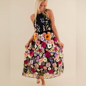 3D flower Power Midi Dress